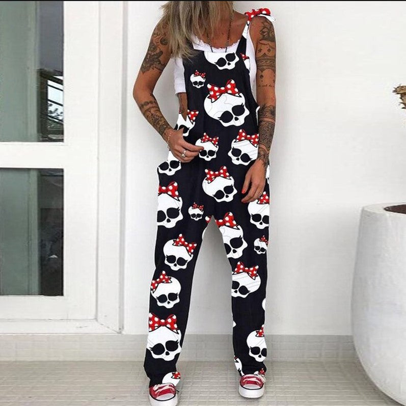Street Savey Skull Printed Women's Overalls
