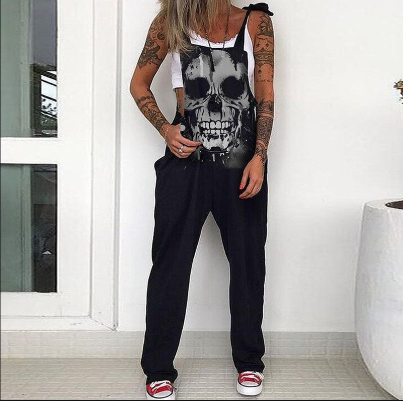 Street Savey Skull Printed Women's Overalls