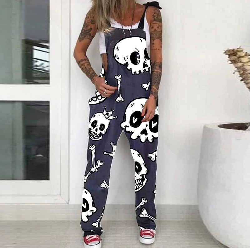 Street Savey Skull Printed Women's Overalls