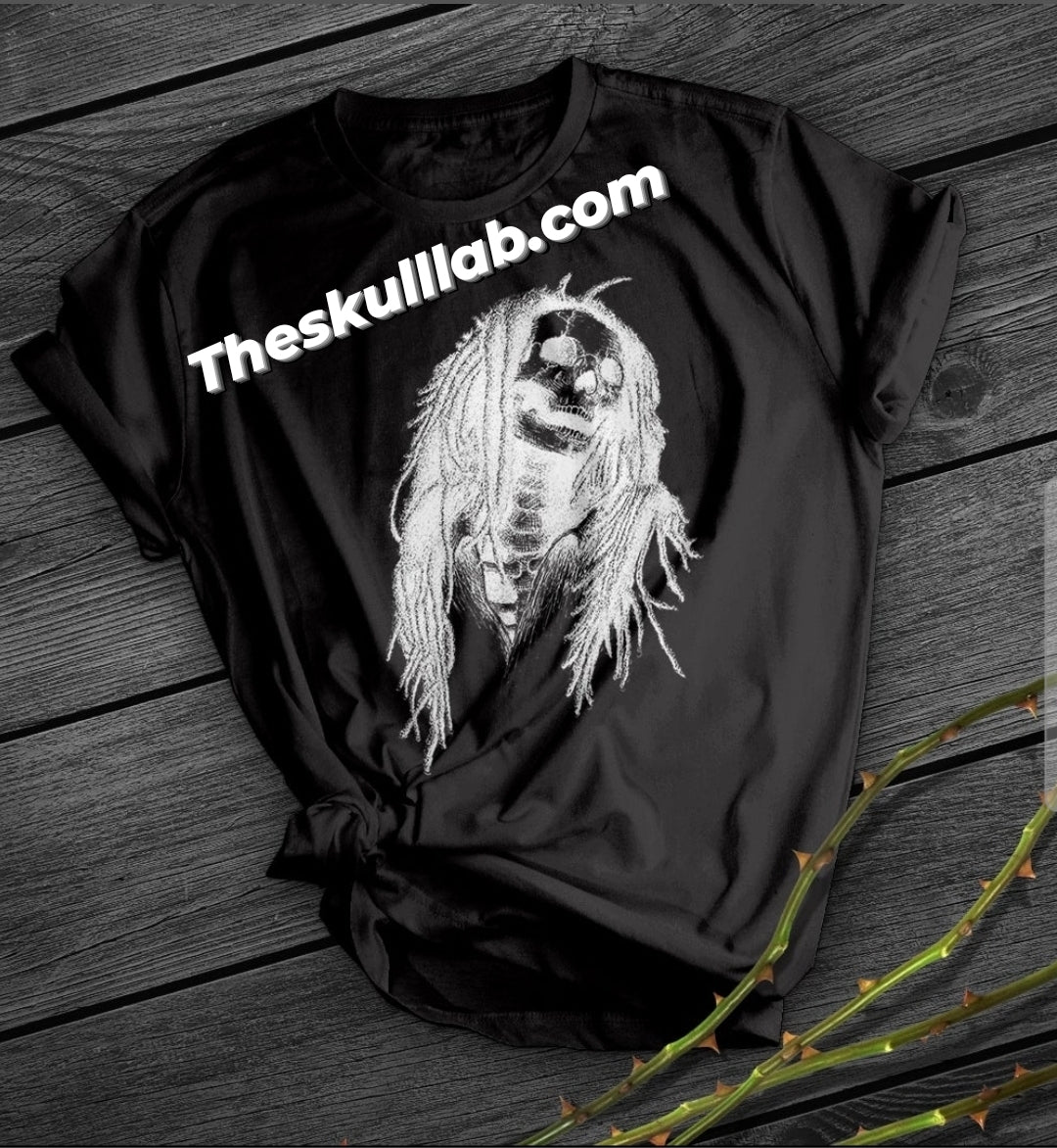 Skull Digital Printed Short-sleeved Rasta Bob T-Shirt