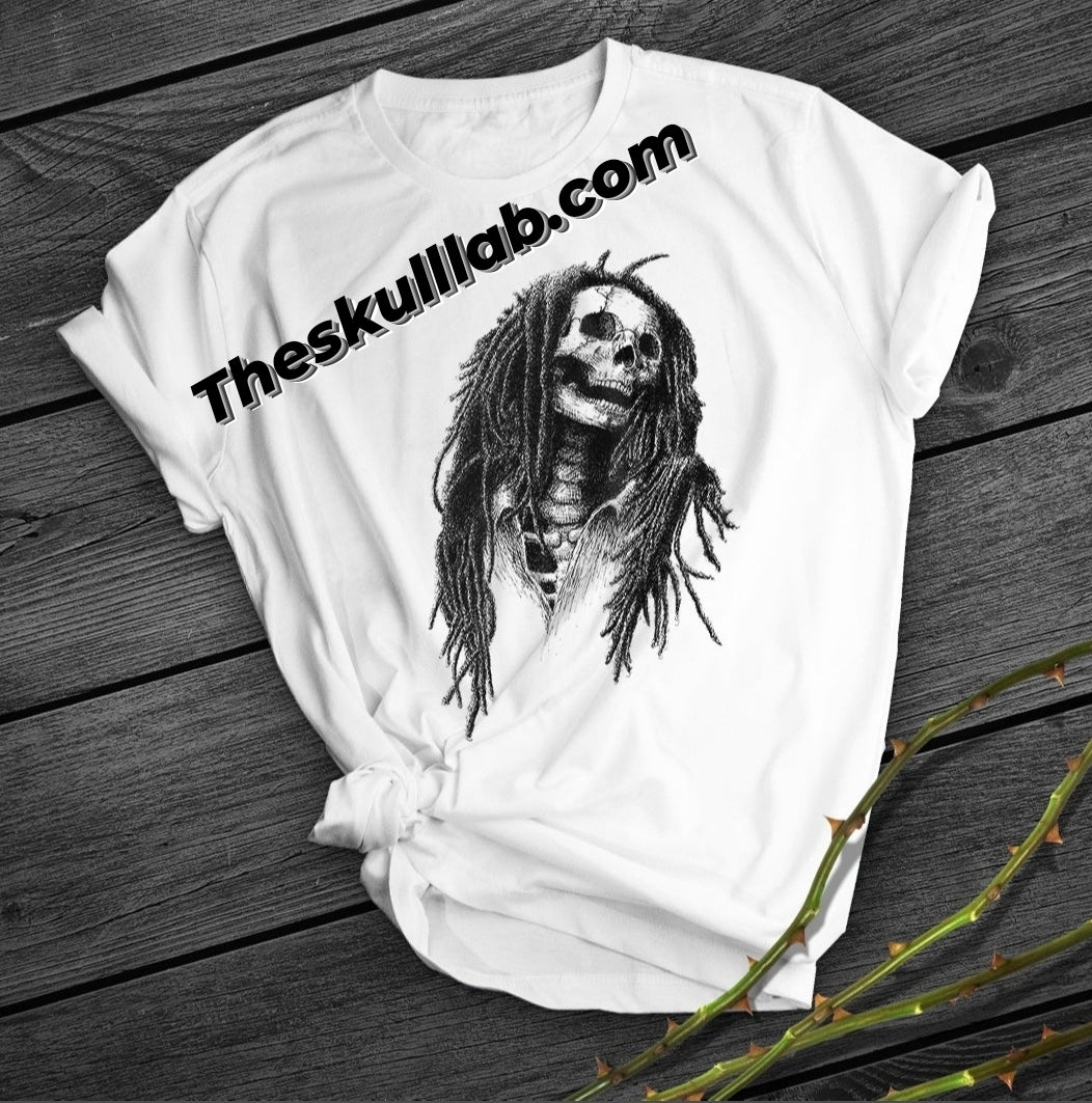 Skull Digital Printed Short-sleeved Rasta Bob T-Shirt