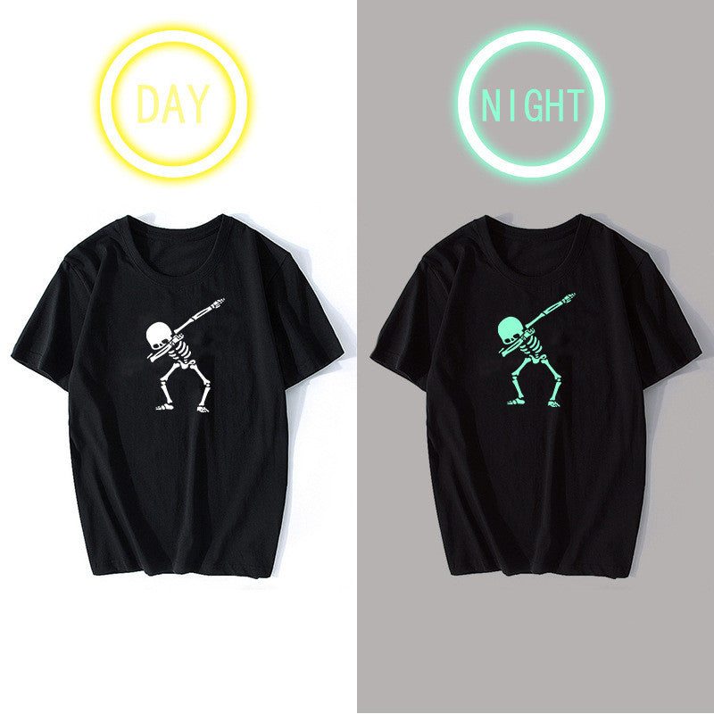 New Skull hip-hop T-Shirt with Luminous Print