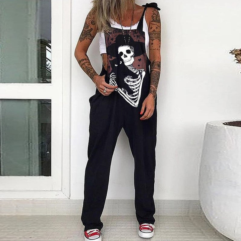 Street Savey Skull Printed Women's Overalls