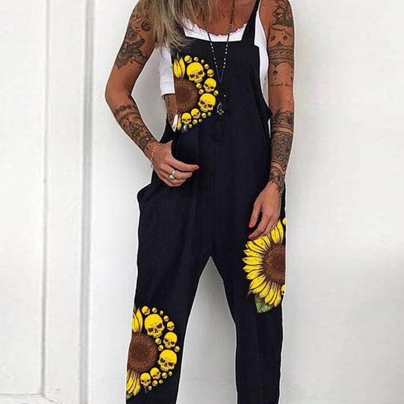 Street Savey Skull Printed Women's Overalls