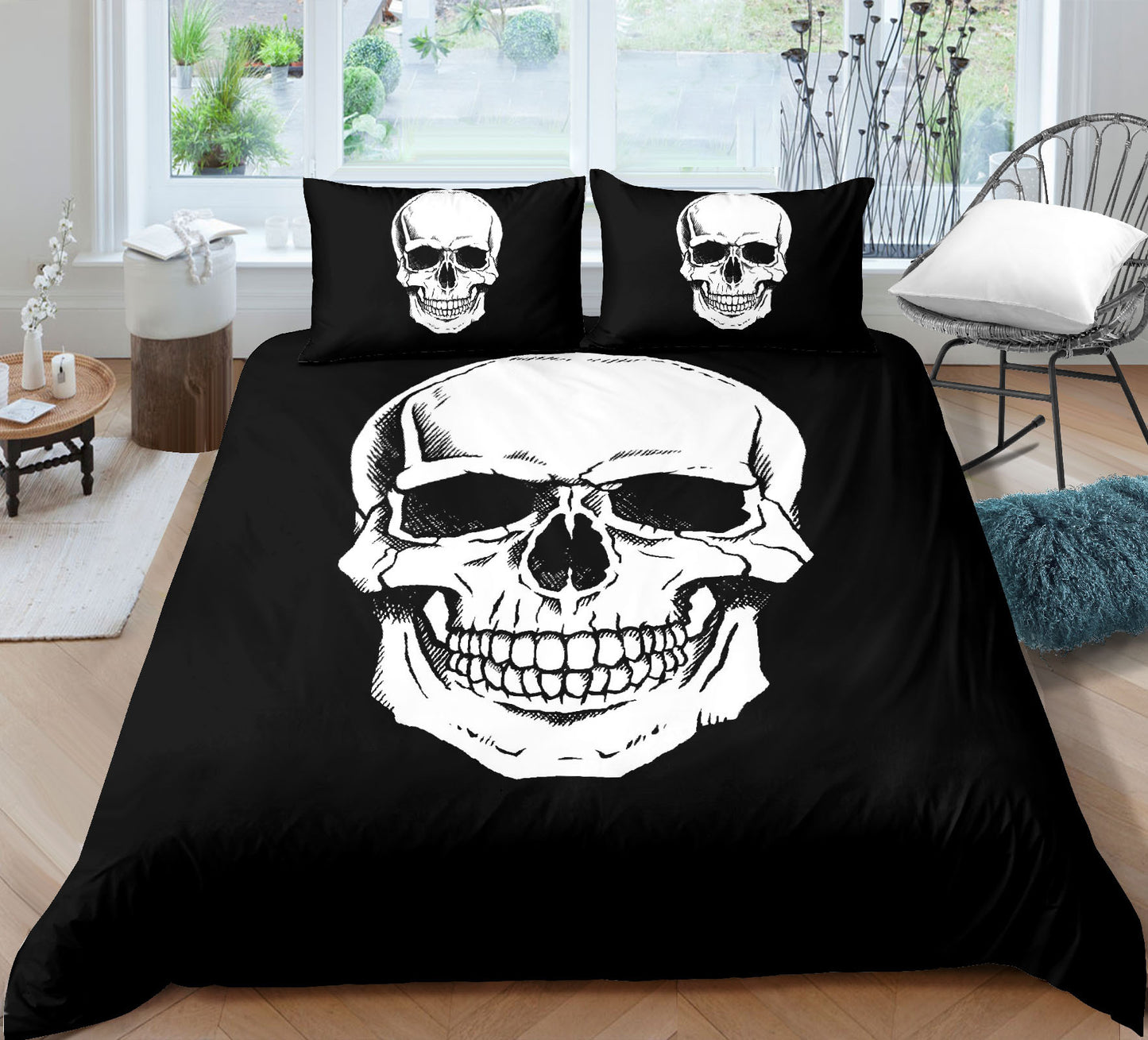 3D Printed Skull Bedding a Three-piece Set of a Sheet, a Quilt Cover & Pillowcases *4 Styles