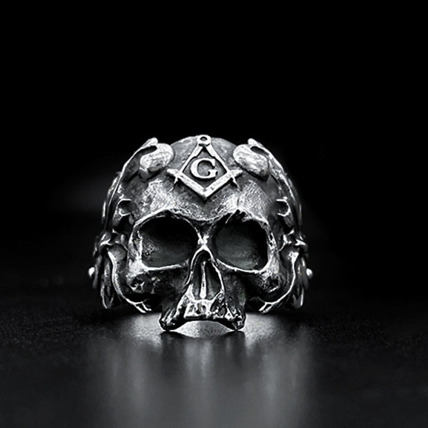T.S.L. Vintage Sterling Silver Skull Ring