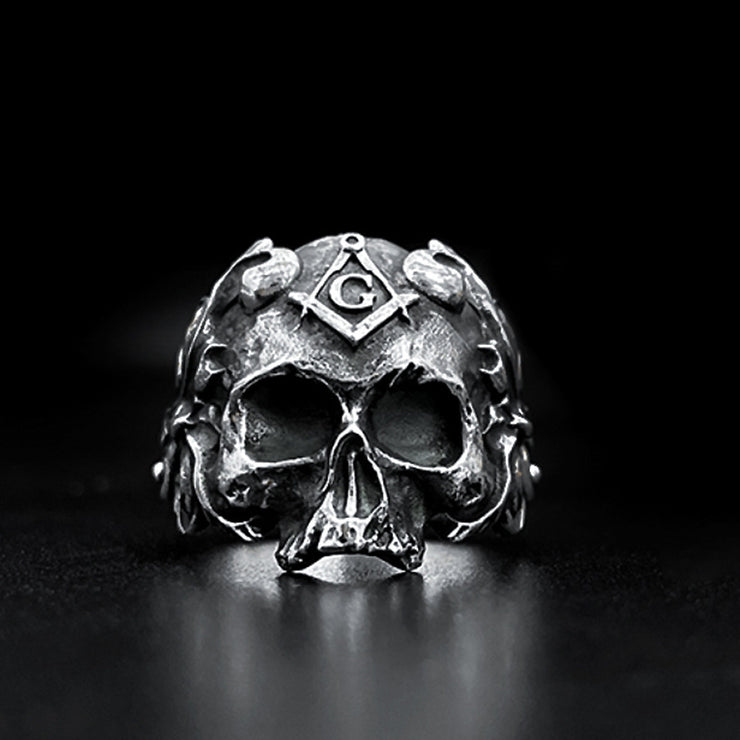 T.S.L. Vintage Sterling Silver Skull Ring