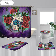 Skulls Digitally Printed Shower Curtain, Commode seat Cover & Non-slip Mat * 19 Styles