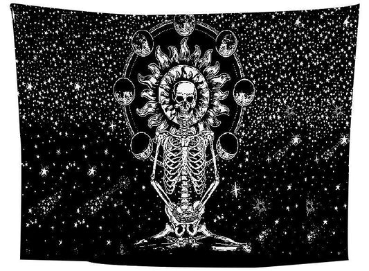Meditating Skeleton Tapestry