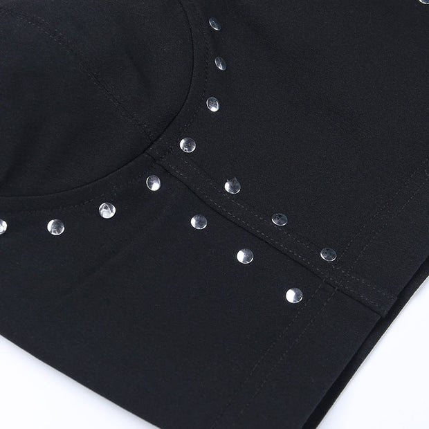 Women's night club Stud Metal Suspender Top