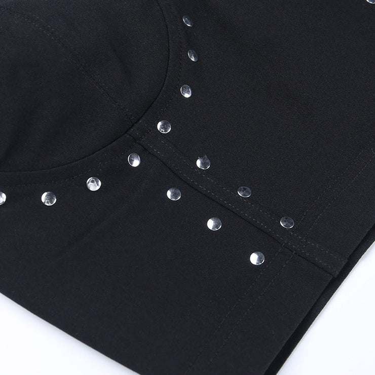 Women's night club Stud Metal Suspender Top