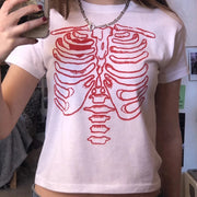 New Women's T-Shirt Top Harajuku Vintage Skull Print