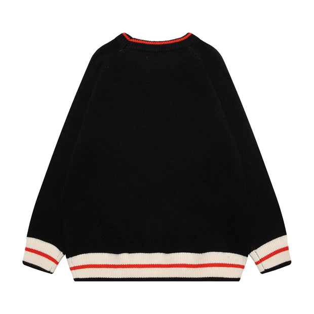 American Skull Jacquard Vintage Design Sweater