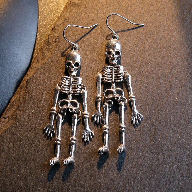 European And American Skeleton Skull Exaggerated Nightclub Earrings