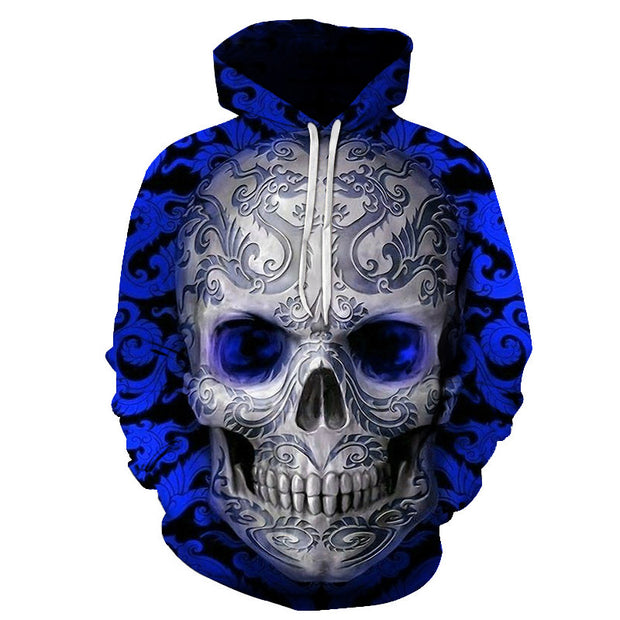 Red & Blue Dragon Skull Hoodie
