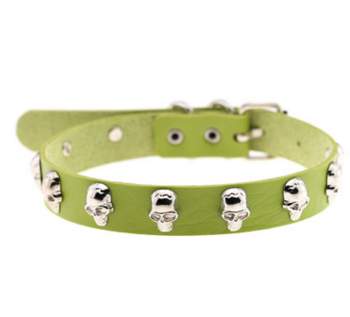 Skull Riveted Leather Choker *16 colors