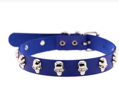 Skull Riveted Leather Choker *16 colors