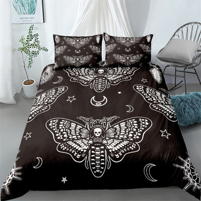 Skull Moth Digitally Printed Bedding Set *2 Colors/Styles
