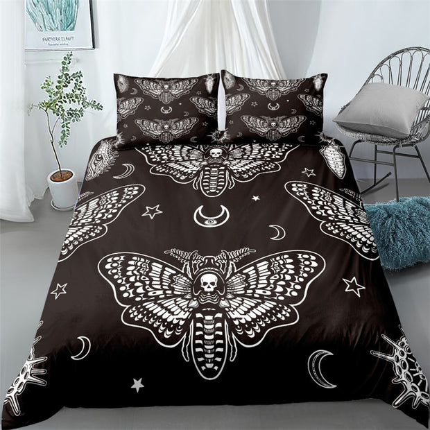 Skull Moth Digitally Printed Bedding Set *2 Colors/Styles