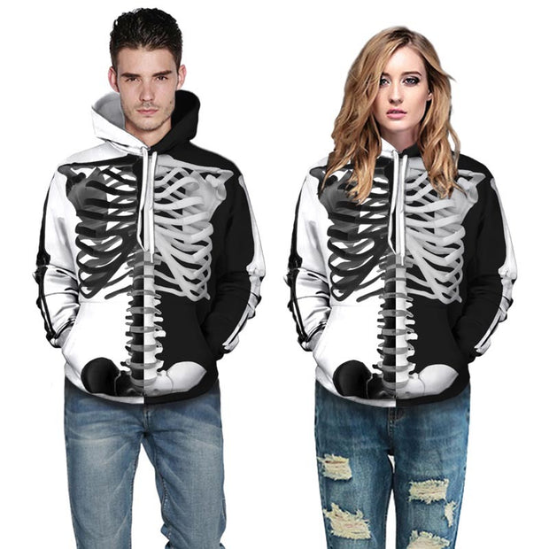 "Skull Hoodie" in Blk & Wht