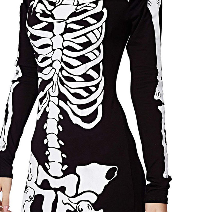 Women's 3D printing horror Skull Skeleton dress