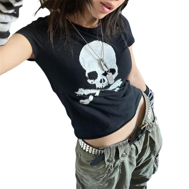 Women's Polyester Skull Short-sleeved Shirt