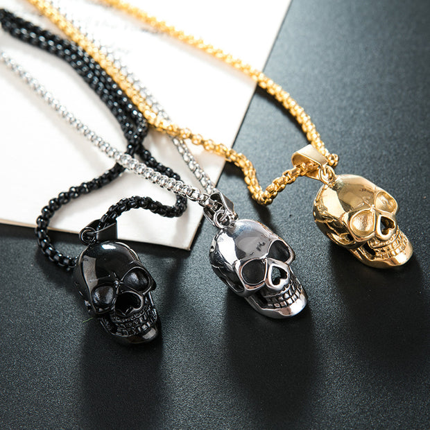 Men's stainless steel skull necklace