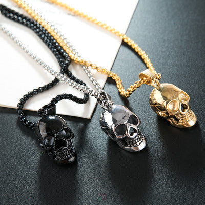 Men's stainless steel skull necklace
