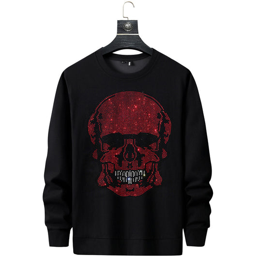 Hot Rhinestone Skull Long Sleeve Men's Sweatshirt