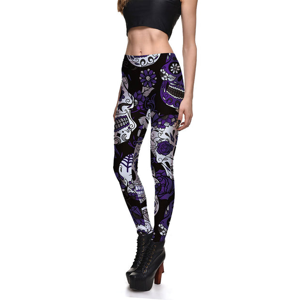 Ladies Skull Digital Print Leggings *7 colors