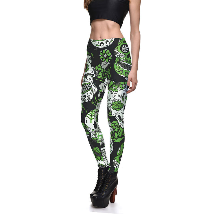 Ladies Skull Digital Print Leggings *7 colors