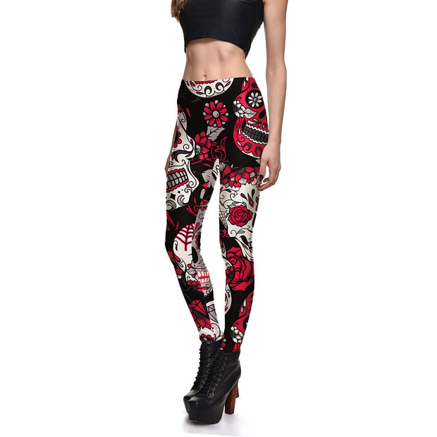 Ladies Skull Digital Print Leggings *7 colors
