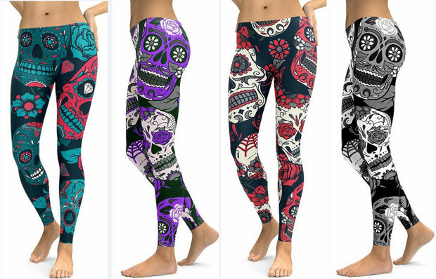 Printed Skull Skinny Yoga Pants, Slim Hip Lift, *4 Colors