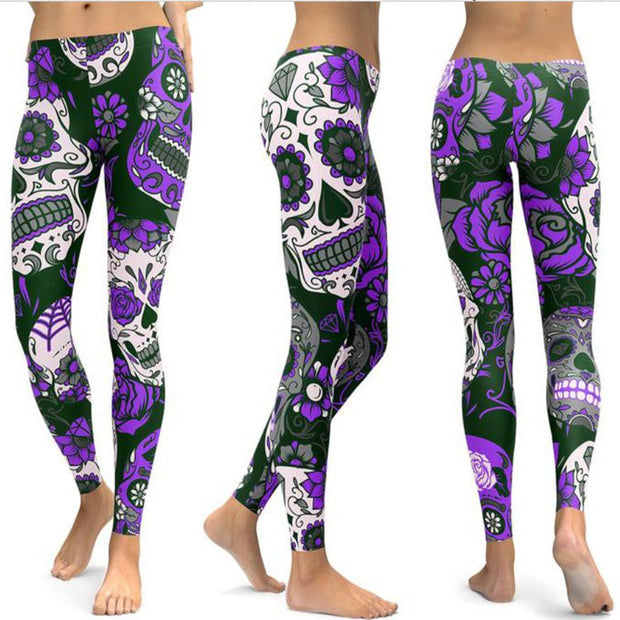Printed Skull Skinny Yoga Pants, Slim Hip Lift, *4 Colors