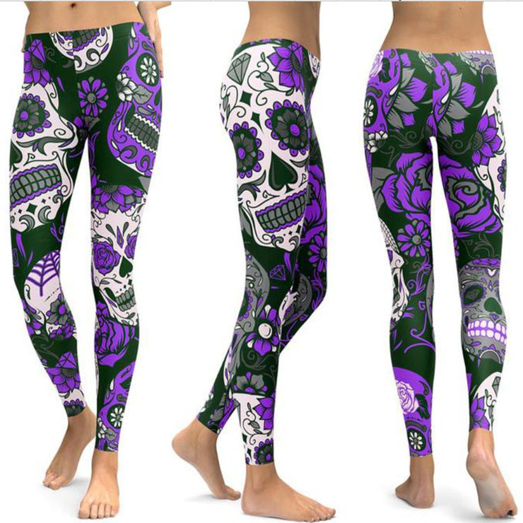 Printed Skull Skinny Yoga Pants, Slim Hip Lift, *4 Colors
