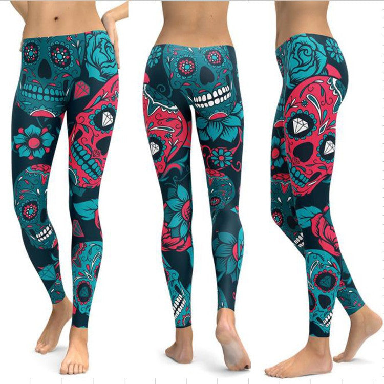 Printed Skull Skinny Yoga Pants, Slim Hip Lift, *4 Colors