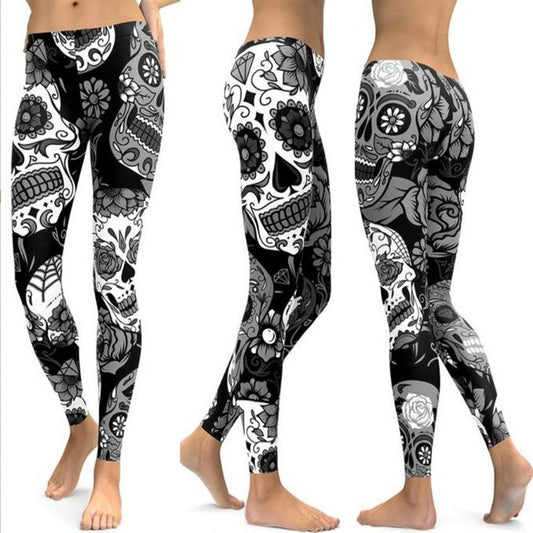Printed Skull Skinny Yoga Pants, Slim Hip Lift, *4 Colors