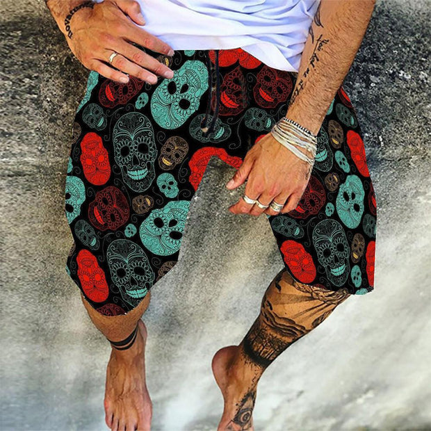Men's Spring And Summer New Shorts Skull Print