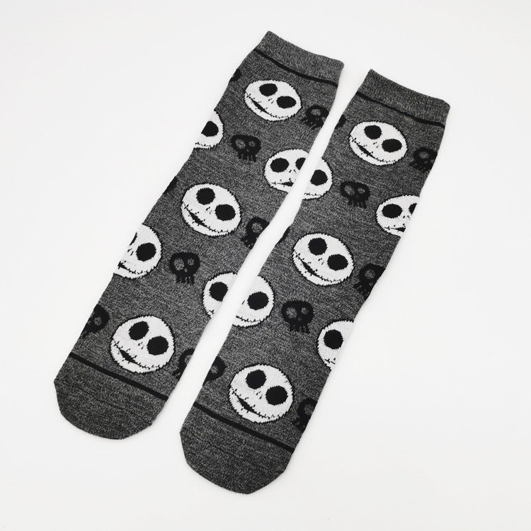 Women'S Cotton Cartoon Jack Print Tube Socks