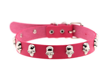 Skull Riveted Leather Choker *16 colors