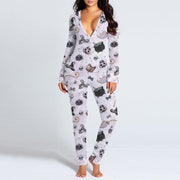 Amazing Autumn And Winter Halloween Inspired Skull Printed Sexy Onesie PJ's