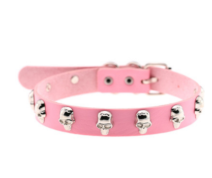Skull Riveted Leather Choker *16 colors