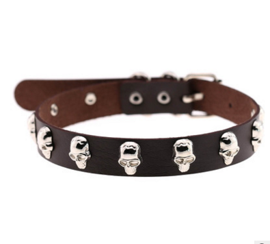 Skull Riveted Leather Choker *16 colors