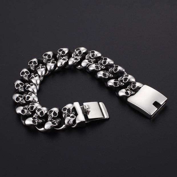Titanium Punk Rock Men's Skull Bracelet