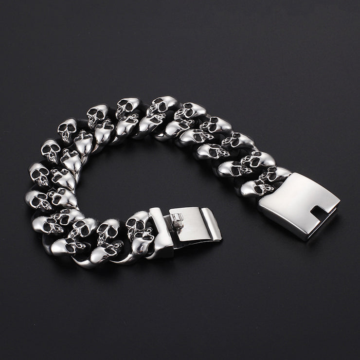 Titanium Punk Rock Men's Skull Bracelet