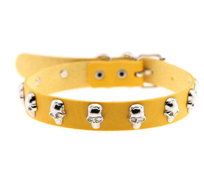 Skull Riveted Leather Choker *16 colors
