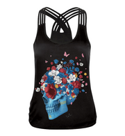 Skull Vest Design Digitally Printed with Comfortable Cross Halter Top