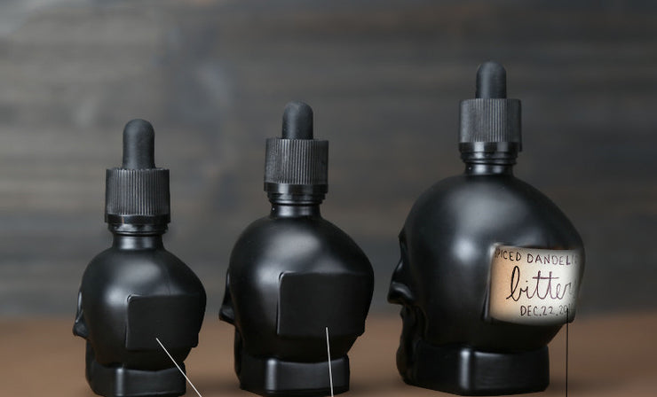 Skull bottle dropper for cocktails. All Glass