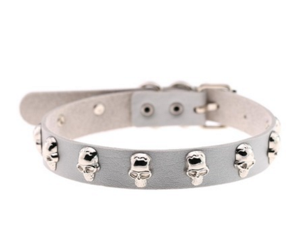 Skull Riveted Leather Choker *16 colors