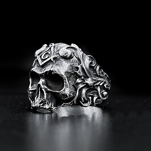 T.S.L. Vintage Sterling Silver Skull Ring